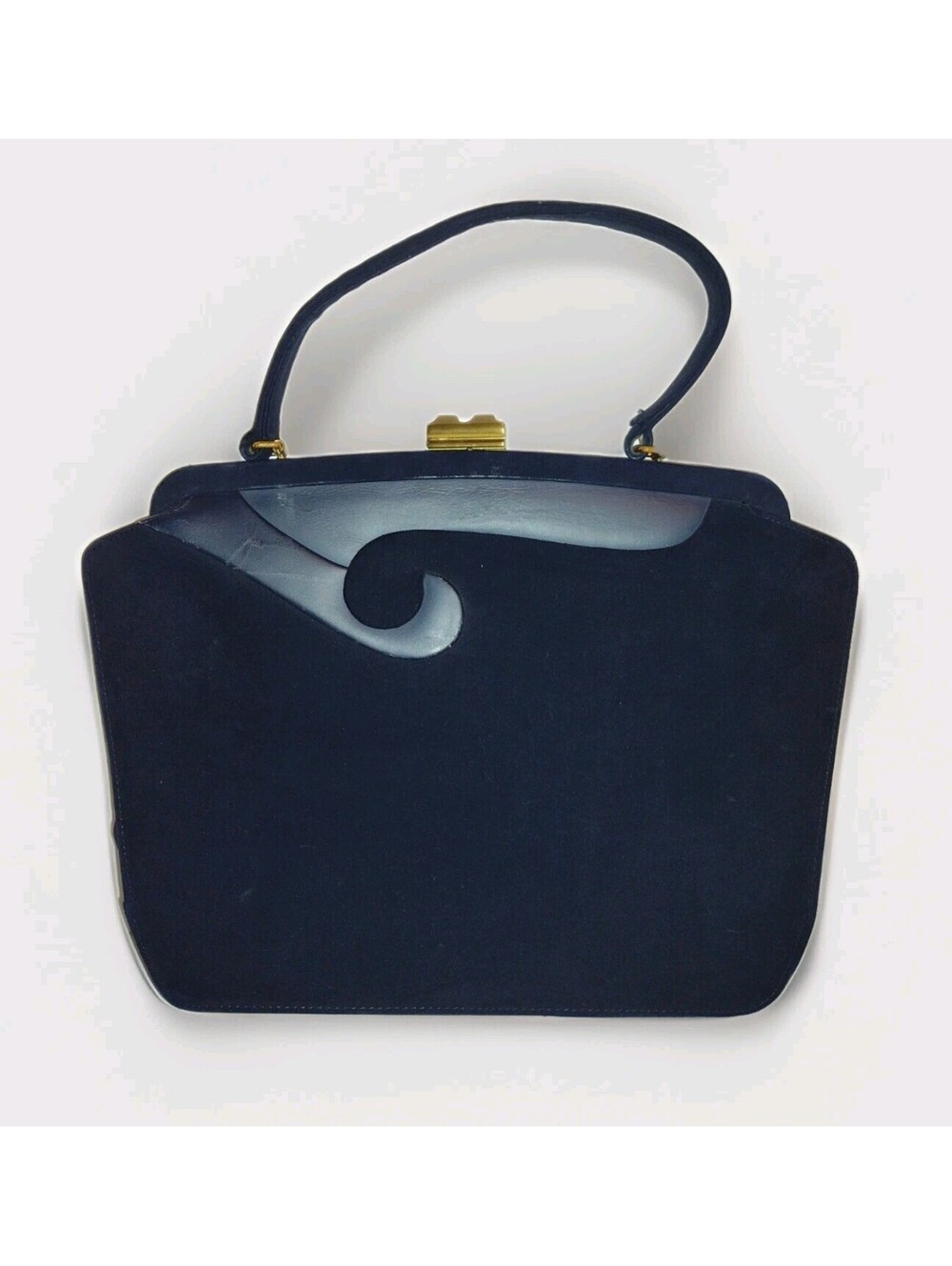 Vintage Palizzio Very New York Navy Velvet Handbag Mod MCM Purse Coin Pouch